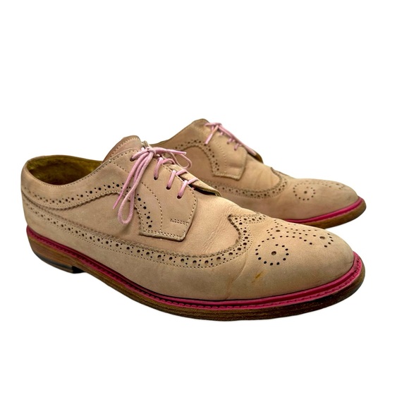 Handmade pink Wing tip new buck leather men’s 11